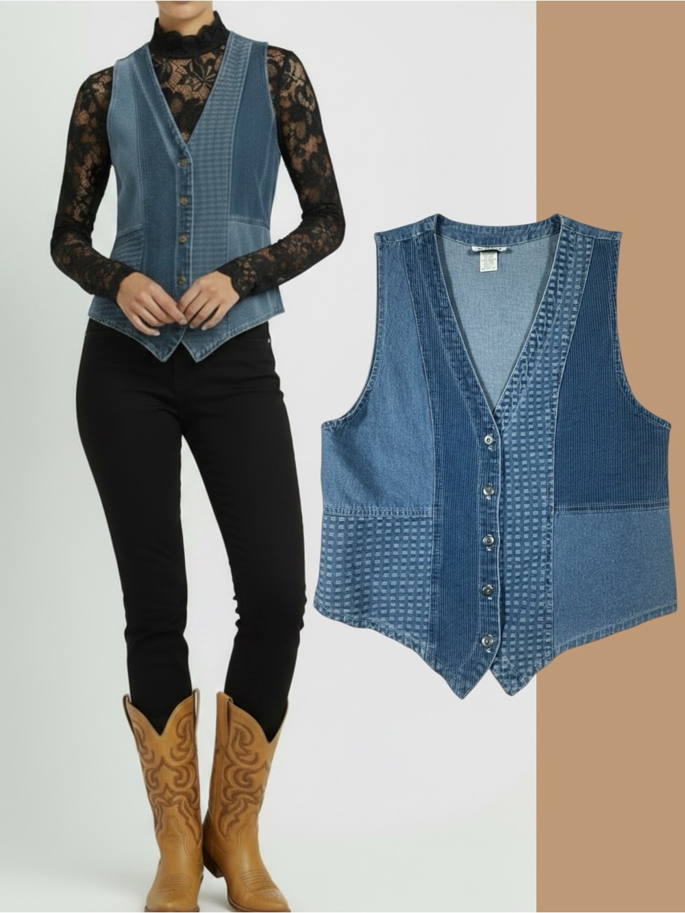 Vintage NWT Venice Blues Western Denim Vest Women’s Size Small